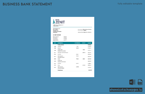 Russischer Zenit Firmenkontoauszug (Word- und PDF-Beispiel)